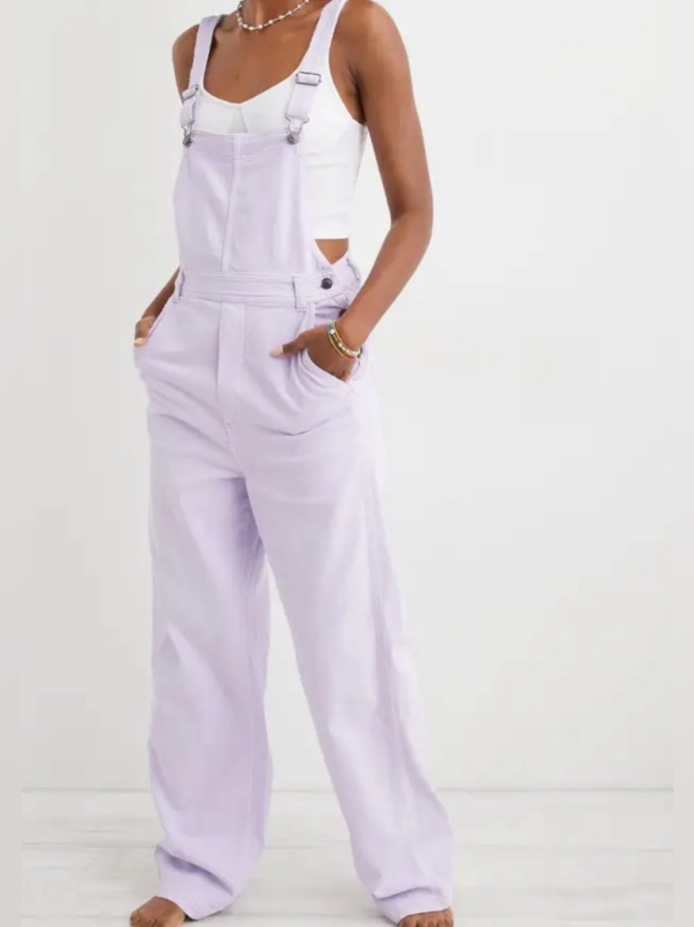 Aerie Lavender Wide Leg Overalls Size M